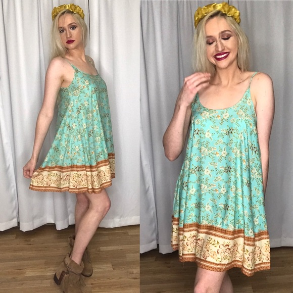 LAST 1 Umgee Mint Blue Floral Print Strap s m l - Picture 5 of 11